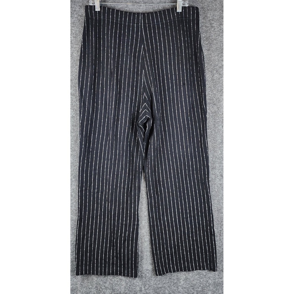 St. John Collection Pants Womens 16 Pinstripe Black White Santana Knit EUC